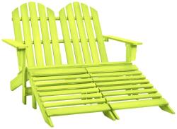 vidaXL Scaun de grădină Adirondack 2 locuri & otoman, verde, lemn brad (315916)