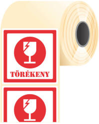Tezeko Törékeny címke, piros, 100 mm * 100 mm (500 címke/tekercs) (P1000010000-029)