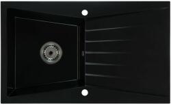 Bradoline RUBIN gránit mosogató automata dugóemelő, szifonnal, fekete, beépíthető (BR-1221)