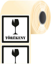 Tezeko Törékeny címke, fekete, 100 mm * 100 mm (500 címke/tekercs) (P1000010000-028)
