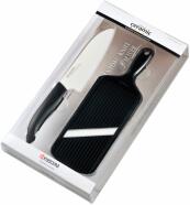 Kyocera kerámia kés készlet, Santoku kés + szeletelő fekete (FK-140WH202BKS)