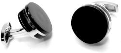  Kerek mandzsettagombok, ezüst és fekete színű (CSS676)