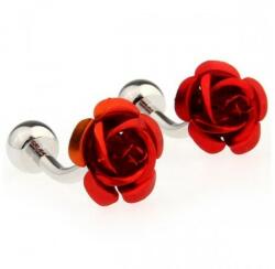  Mandzsetta gomb piros rózsa (CSS464)