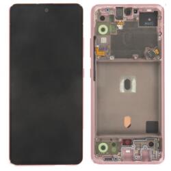 Samsung A516 Galaxy A51 5G Előlap keret+LCD Kijelző+Érintőüveg (GH82-23100C, GH82-23124C) Rózsaszín, Prism Cube Pink Service Pack