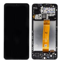 Samsung M127 Galaxy M12 Előlap keret+LCD Kijelző+Érintőüveg (GH82-25042A) Fekete, Gyári, Service Pack
