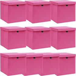 vidaXL Cutii depozitare cu capace 10 buc. roz, 32x32x32 cm, textil (288348)