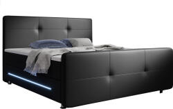 Juskys Rugós ágy Oakland 140 x 200 cm műbőr, matracokkal fekete színben