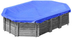  Téli medence takaró 630g/m2 PVC 10x5m medencéig, hevederes rögzítéshez, kék