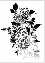 Ideiglenes felragasztható tetoválás fekete fehér rózsa, szerelmeseknek (MET056)