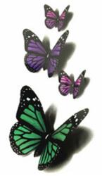 Ideiglenes felragasztható tetoválás lepkék, lila, zöld (MET044)