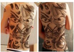 Óriási tapadós tetoválás az egész hátra, fekete-fehér, ördög motívum, devil (MET022)