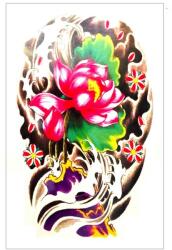 Ideiglenes felragasztható tetoválás színes yakuza, tavirózsa, lótusz stílusában (MET057)