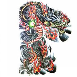  Nagy tetoválás a hátra, lemosható, tűz sárkány kivitelben, sárkány (MET021)