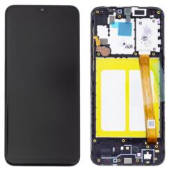 Samsung A202 Galaxy A20e Előlap keret+LCD Kijelző+Érintőüveg (GH82-20229A, GH82-20186A) Fekete, Black Service Pack