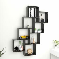 vidaXL Raft de perete cub, negru extralucios, 90x15x119 cm PAL (807185) Raft