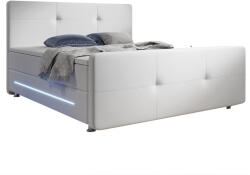 Juskys Rugós ágy Oakland 140 x 200 cm műbőr, matracokkal fehér színben