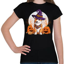 printfashion Corgi halloween - Női póló - Fekete (5532327)