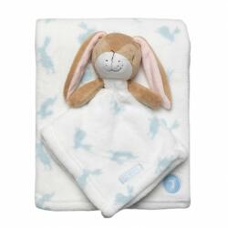  Set cadou bebe cu jucarie de plus iepuras si paturica pentru baietel (KDWT20024) Lenjerii de pat bebelusi‎, patura bebelusi