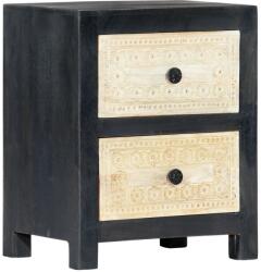 vidaXL Noptieră sculptată manual, gri, 40x30x50 cm, lemn masiv mango (282722)