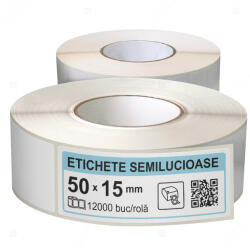 LabelLife Rola etichete autoadezive semilucioase 50x15 mm, adeziv permanent, 12000 etichete rola (ER07R50X15EH)