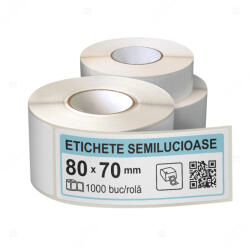 LabelLife Rola etichete autoadezive semilucioase 80x70 mm, adeziv permanent, 1000 etichete rola (ER07R80X70CA)