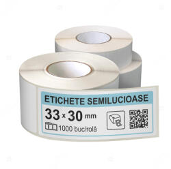 LabelLife Rola etichete autoadezive semilucioase 33x30 mm, adeziv permanent, 1000 etichete rola (ER07R33X30CA)