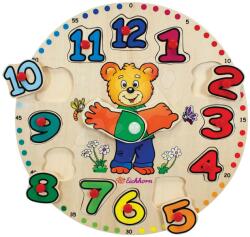 Eichhorn Puzzle didactic din lemn ceas Teaching Clock Eichhorn 12 cifre care se introduc în formele speciale de la 24 de luni (EH5456)