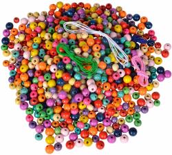 Eichhorn Mărgeluțe din lemn în găleată Wooden Beads in Bucket Eichhorn cu accesorii 800 piese (EH3442)