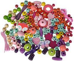 Eichhorn Mărgele din lemn Wooden Bead Set Letters Eichhorn 190 piese cu accesorii de la 4 ani (EH3425)
