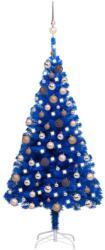 vidaXL Set brad Crăciun artificial LED-uri/globuri albastru 180 cm PVC (3077595) - vidaxl