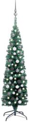 vidaXL Brad de Crăciun artificial subțire LED-uri&globuri verde 150 cm (3077899)