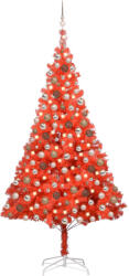 vidaXL Set pom Crăciun artificial LED-uri&globuri roșu 240 cm PVC (3077602)