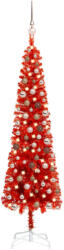 vidaXL Set pom de Crăciun subțire cu LED-uri și globuri, roșu, 150 cm (3078081)