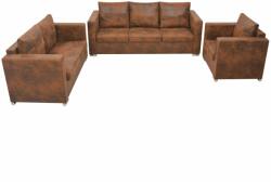 vidaXL Set canapea 3 piese, imitație piele întoarsă (274886) Canapea
