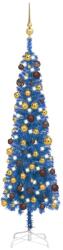 vidaXL Set pom Crăciun subțire, LED-uri&globuri, albastru, 150 cm (3078035)