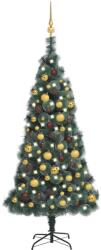 vidaXL Brad Crăciun artificial cu LED-uri&globuri, verde 150 cm PVC&PE (3077827)
