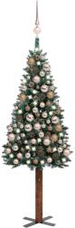 vidaXL Set pom Crăciun subțire, LED-uri&globuri, verde, 150 cm (3077863)