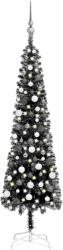 vidaXL Set pom de Crăciun subțire cu LED-uri și globuri negre 180 cm (3078113)