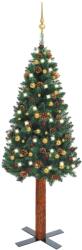 vidaXL Set pom Crăciun subțire, LED-uri&globuri, verde, 180 cm (3077813)