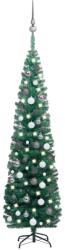 vidaXL Set pom Crăciun artificial subțire LED-uri&globuri verde 180 cm (3077900)