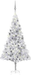 vidaXL Brad de Crăciun artificial cu LED/globuri argintiu 180 cm PET (3077696)