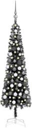 vidaXL Set brad de Crăciun subțire cu LED-uri și globuri negru 120 cm (3078111)