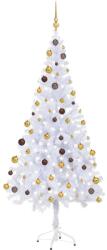 vidaXL Brad de Crăciun artificial cu LED-uri&globuri 180 cm 620 ramuri (3077494) - vidaxl