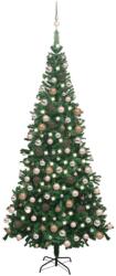 vidaXL Set brad Crăciun artificial cu LED-uri/globuri verde 240 cm L (3077577) - vidaxl
