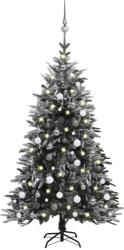 vidaXL Brad de Crăciun artificial cu LED&globuri&zăpadă 150 cm PVC&PE (3077928)