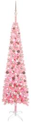 vidaXL Set pom de Crăciun subțire cu LED-uri și globuri, roz, 240 cm (3078069)