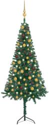 vidaXL Set pom Crăciun artificial LED-uri&globuri verde 150 cm PVC (3077943)