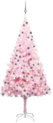 vidaXL Set pom Crăciun artificial cu LED-uri&globuri, roz, 240 cm, PVC (3077673)