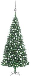 vidaXL Brad de Crăciun artificial cu LED-uri/globuri, verde, 300 cm (3077884)