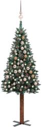 vidaXL Set pom Crăciun subțire, LED-uri&globuri, verde, 210 cm (3077865)